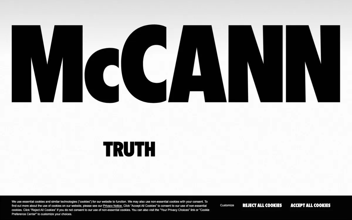 McCann homepage, captured September 28, 2026